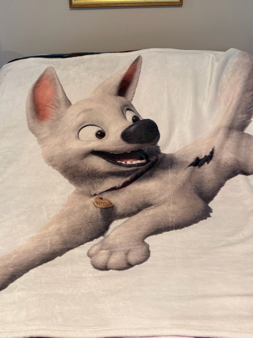 Plush White Dog Character Throw Blanket - Bolt